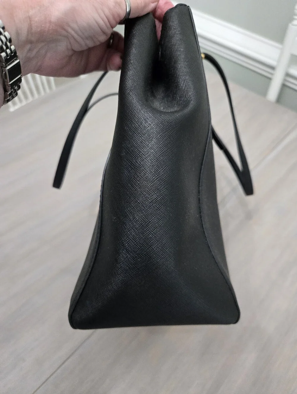 Tory Burch Emerson Black Leather Tote Gold Hardware Classic Work Bag